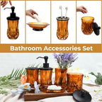 Amber Bathroom Accessories, Round Thick Glass & Zinc Alloy Pump - Image 3