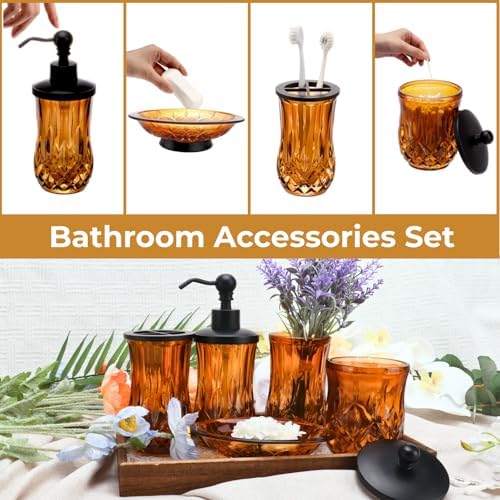 Amber Bathroom Accessories, Round Thick Glass & Zinc Alloy Pump - Image 3
