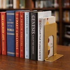 Alessk Dark Matte Gold Bookends for Shelves, Heavy Duty Metal Bookends Supports Heavy Books, Decorative Gold Stops for Home or Office Decoration - 3 Pairs (6 Pieces). - Image 3