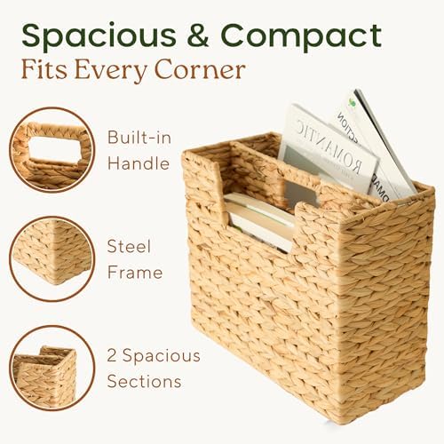 Chi An Home Wicker Magazine Basket Water Hyacinth Handwoven Magazine Holder - Image 2