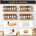4-Tier Wall Mount Spice Rack Organizer with 24 Glass Jars, 216 Labels & Funnel - Screw/Adhesive Mount, Black Metal & Bamboo Spice Storage for Kitchen Pantry Cabinet, 11.6”W x 2.4”D x 3.2”H - Image 3