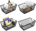 Ziliny 4 Pcs Mesh Wire Baskets for Organizing, Large, Black by Ziliny
