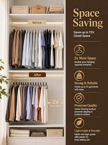 HOUSE DAY Black Velvet Hangers 50 Pack - Non Slip Felt Hangers, No Wrinkles - Image 4