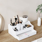 Hair Tool Organizer, Acrylic Hair Blow Dryer Holder Stand for Straightener and Curling Storage, Bathroom Vanity Countertop Organization for Makeup Accessories (White) - Image 5