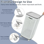 Sufdari 90L Laundry Basket with Wheels, Rolling Laundry Hamper with Lid and Handles, Plastic Rattan Clothes Organizer, Dirty Clothes Basket for Laundry Room, Bedroom, Dormitory Storage - Image 5