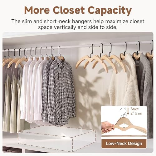 StorageWorks Wooden Hangers 18 Pack, Space Saving No Bump Hangers, Wood - Image 5