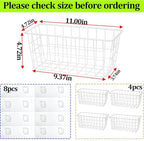 Hanging Kitchen Baskets Adhesive Sturdy Wire Storage Baskets with Kitchen Food Pantry Bathroom Shelf Storage No Drilling Wall Mounted,White,4 Pack - Image 2