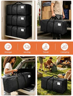 SWEET DOLPHIN 8 Pack 200LB Heavy-Duty Moving Bags with Wrap-Around Handles, Extra Large Storage Totes for Space Saving, Clothes Storage Bags, College Dorm Essentials, Black, 24 Gal - Image 6