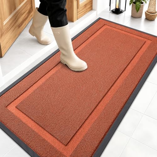 OLANLY Front Door Mat Outside 47x23, All-Season Heavy-Duty Rubber Doormat by OLANLY