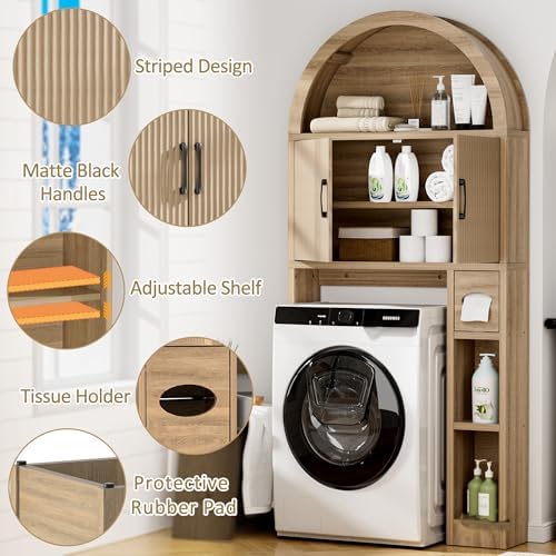 Spurgehom Over Toilet Storage Cabinet, Bathroom Arch Organizer,Wood - Image 4