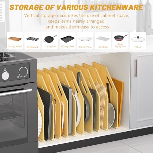 10 Pack Wood Tray Dividers Organizer For Kitchen Cabinet - Image 6