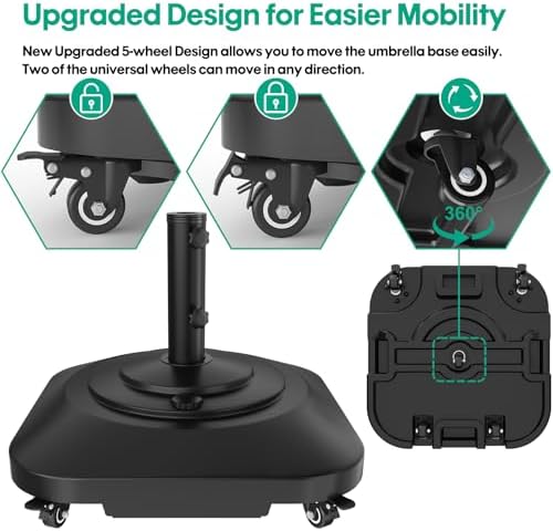 QZER Umbrella Base with Wheels, Umbrella Stand Heavy Duty 100lb Windproof - Image 2