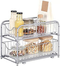 SONGMICS 2-Tier Pull Out Cabinet Organizers, Under Sink Organizer, Bathroom Organizer and Storage, Sliding Basket Drawers, Stackable for Kitchen, Bathroom, Metallic Silver UKCS017E01 by SONGMICSbySONGMICSHOME