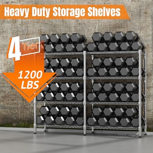 Homdox Heavy Duty Storage Shelves, 4 Tier Wire Shelving Unit, Adjustable Metal Shelves for Storage, Garage Rack Pantry Shelves Kitchen Shelving, 14"x60"x60", Silver Gray - Image 5