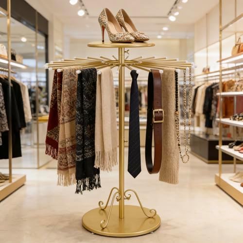 Rotatable Scarf Display Purse Tie Rack Shawl Stand Belt Hanger - Image 2