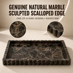 Vikua Dark Brown Marble Vanity Tray, 11.8×8in Scalloped Edge for Bathroom - Image 5