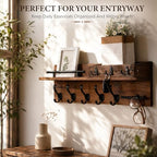 Wooden Wall Mounted Coat Rack for Entryway, Coat Rack Wall Mount with Shelf - Image 4