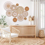 Boho Wall Basket Decor Set of 11 - Hanging Woven Bulrush Basket Wall Decor, Handcrafted Round Flat Baskets Wall Art, for Rustic Farmhouse、Home - Unique Rattan Wicker Wall Decor（White Retro） - Image 4