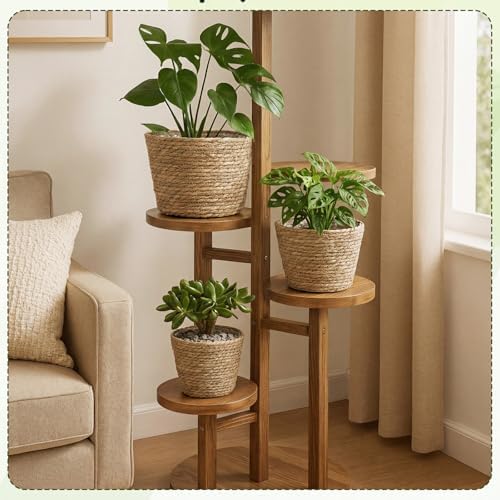 AceOrbit 12 Pcs Wicker Plant Basket Bulk with Liners Woven Planter Baskets Bulk for Indoor Outdoor Seagrass Plants Woven Wicker Baskets for Flower Pots Cover and Room Decor (Mixed Size,Rustic) - Image 3