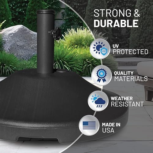 US Weight Fillable Outdoor Umbrella Base - Use with Patio Table - Black - Image 6