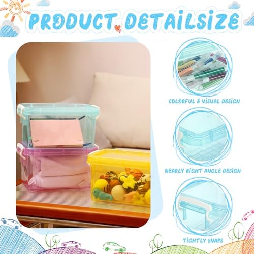 Wenqik 12 Pack Colorful Plastic Storage Bins with Lids, Colorful - Image 3