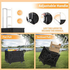 VECELO Foldable Shopping Cart with Wheels, Collapsible Rolling Crate for Groceries, Folding Storage Box with Handle, Three Modes of Use, Ideal for Teacher, Trip, Outdoors, Etc., 23GAL, Black - Image 4
