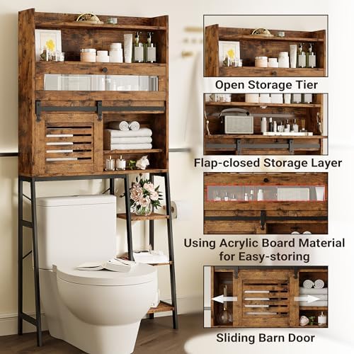 IRONCK Over The Toilet Storage Cabinet with Sliding Barn Door - Image 5