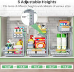 Kitstorack Under Sink Organizer, 2 Tier Under the Sink Storage, Slide out Pull out Cabinet Organizer Shelf, Metal Sliding Drawer for Kitchen Bathroom Pantry Closet Organization Rack, Grey, 1 Pack - Image 7