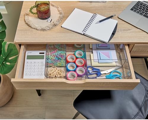 iDesign Interlocking 5-Section Drawer Organizer, Set of 2, Clear - Image 6