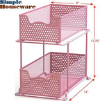 Simple Houseware 2 Tier Sliding Cabinet Basket Organizer Drawer, Pink - Image 3