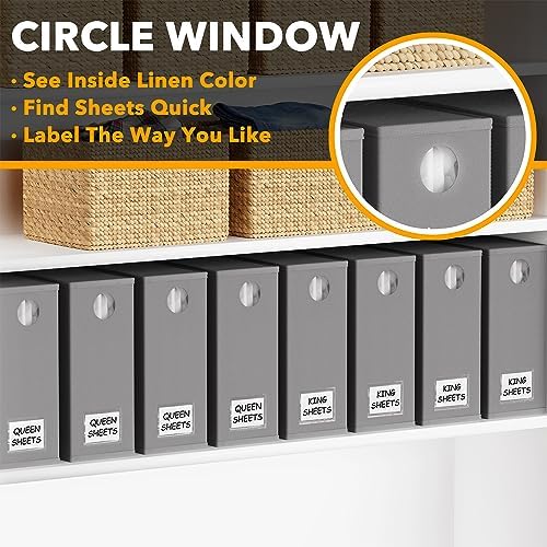 SpaceAid 8 Pack Bed Sheet Organizers and Storage, Foldable Sheet Organizer for Linen Closet, Sheets Set Folder Keeper with Window XL (Queen & King Size) Bedding Container (Gray, 8 Pack) - Image 4