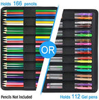 YOUSHARES 166 Slots Colored Pencil Case, 110 Slots Gel Pens fo Coloring Case Organizer, Handy Multilayer Color Pencil Holder for Glitter Gel Pens, Refills, Colored Pencils for Adults & Artist (Blue) - Image 2