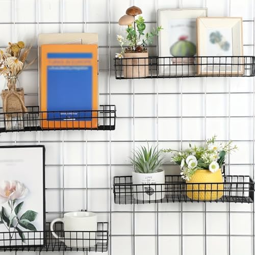 4 Pack Metal Grid Wall Baskets with Hooks, 15.75 x 6 x 2.36 Inch - Image 6