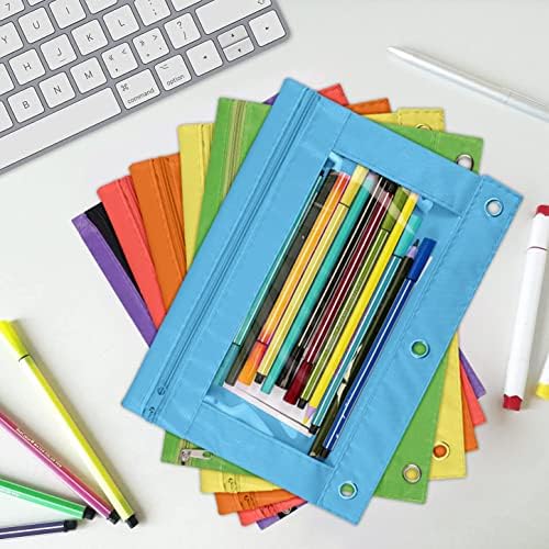 YoeeJob Pencil Pouch for 3 Ring Binder，Zipper Pencil Pouches Bulk，Pencil Case Pouch with Clear Window for Class, School, Office, 6 Colors-24 Packs - Image 3