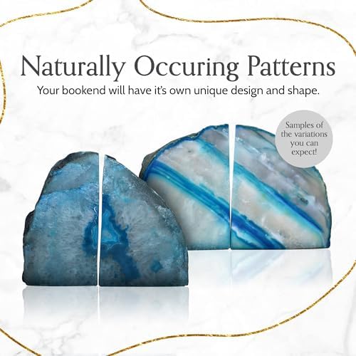 Nature's Decorations Teal Agate Bookends - A-Quality Large Heavy Duty Geode, Turquoise & Aqua Visual Accent Decor, Crystal Gift, 1 Pair (4-6 lbs) - Image 7
