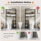 Lauren&Harold 6-Tier Over The Toilet Storage with Side Rack Black - Image 3