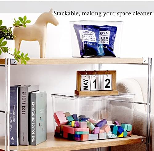 Storage Boxes, 5 Packs Transparent Food Organizer, Stackable Lidded Storage Bins (3 XL + 2M) - Image 3