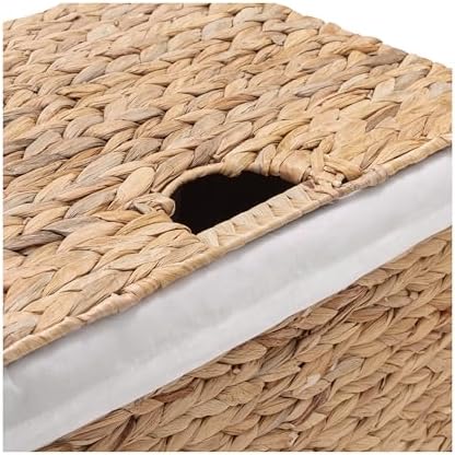 Seville Classics Premium Natural Handwoven Portable Laundry Bin Basket with Carrying Handles, Natural Water Hyacinth, Rectangular, Volume: 2.5 bushels or 3.1 cu. ft, 18.5" W x 12.2" D x 24" H - Image 6