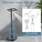FORIOUS Toilet Paper Holder Stand Adjustable for Bathroom, Matte Black - Image 4
