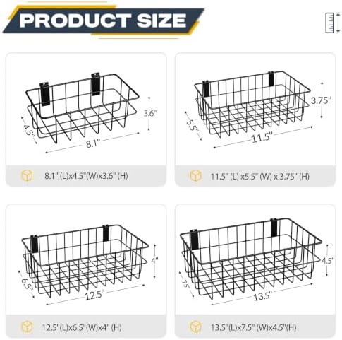 4-Pack Slatwall Baskets Set, Garage Slatwall Accessories, 4 Size - Image 3