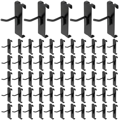 60 PCS 2 Inch Gridwall Hooks, Heavy Duty Black Display Hooks for Grid Wall Panels, Metal Hook for Retail Stores, Home and Garage Storage by ZUDKSUY