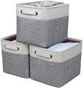 Foldable Storage Bin Collapsible Basket 12" x 10" x 9.5" Cube Storage Organizer Bins with Dual Carry Handles for Home Closet Shelves Drawers Organizer, Set of 3, Grey by Kntiwiwo