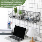 Blulu 4 Pcs Grid Wall Baskets, Wire with Hooks for Hanging, 11 x 6 x 5 Inch - Image 4
