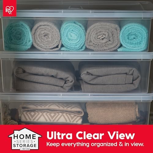 IRIS USA 10-Pack 28 Qt Storage Bins with Lids, Clear, Stackable - Image 6