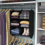 ClosetMaid 6-Shelf Fabric Hanging Closet Organizer with Garment Rod for Shirts, Sweaters, Pants, Hats, Shoes, Purses with Charcoal Black Finish - Image 3