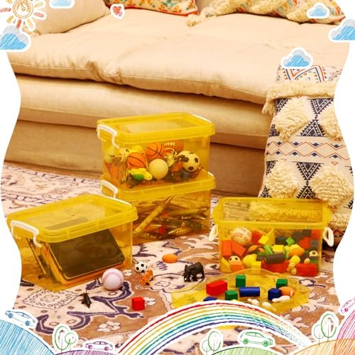 Wenqik 6 Pack Colorful Plastic Storage Bins with Lids, Yellow - Image 6