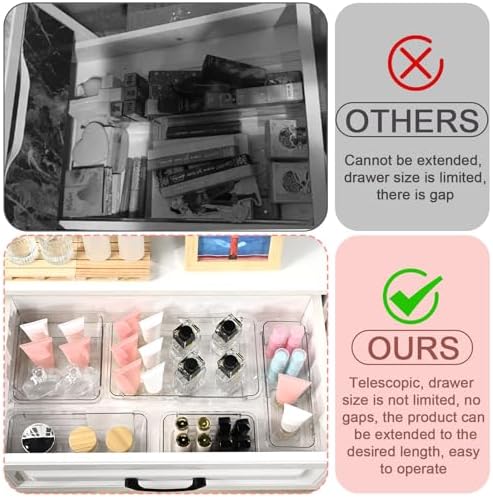 15 Pcs Expandable Drawer Organizer, All Adjustable Storage Box, Clear - Image 5