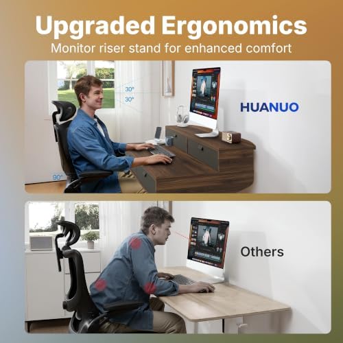 HUANUO 32 x 20 Inch Electric Standing Desk with 4 Drawers, Walnut - Image 5