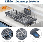 TOOLF Expandable Dish Drying Rack for Kitchen Counter, 16.7"-26.8", Gray - Image 5