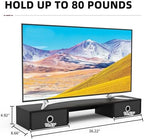 YAOHUOO Dual Monitor Stand with LED Light 2 Drawers, Computer Monitor Riser for 2 Monitors, Large Desktop Organzier with Storage for PC/Laptop/Computer/TV Screen/Printer - Image 7